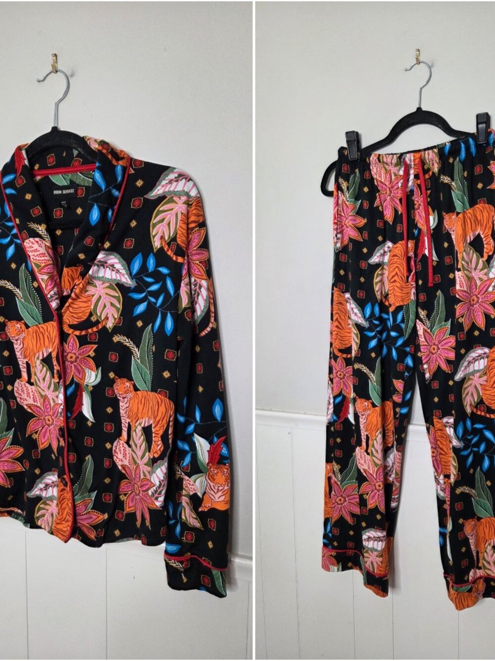 ROOM SERVICE Tiger Palm Print Pajama Set